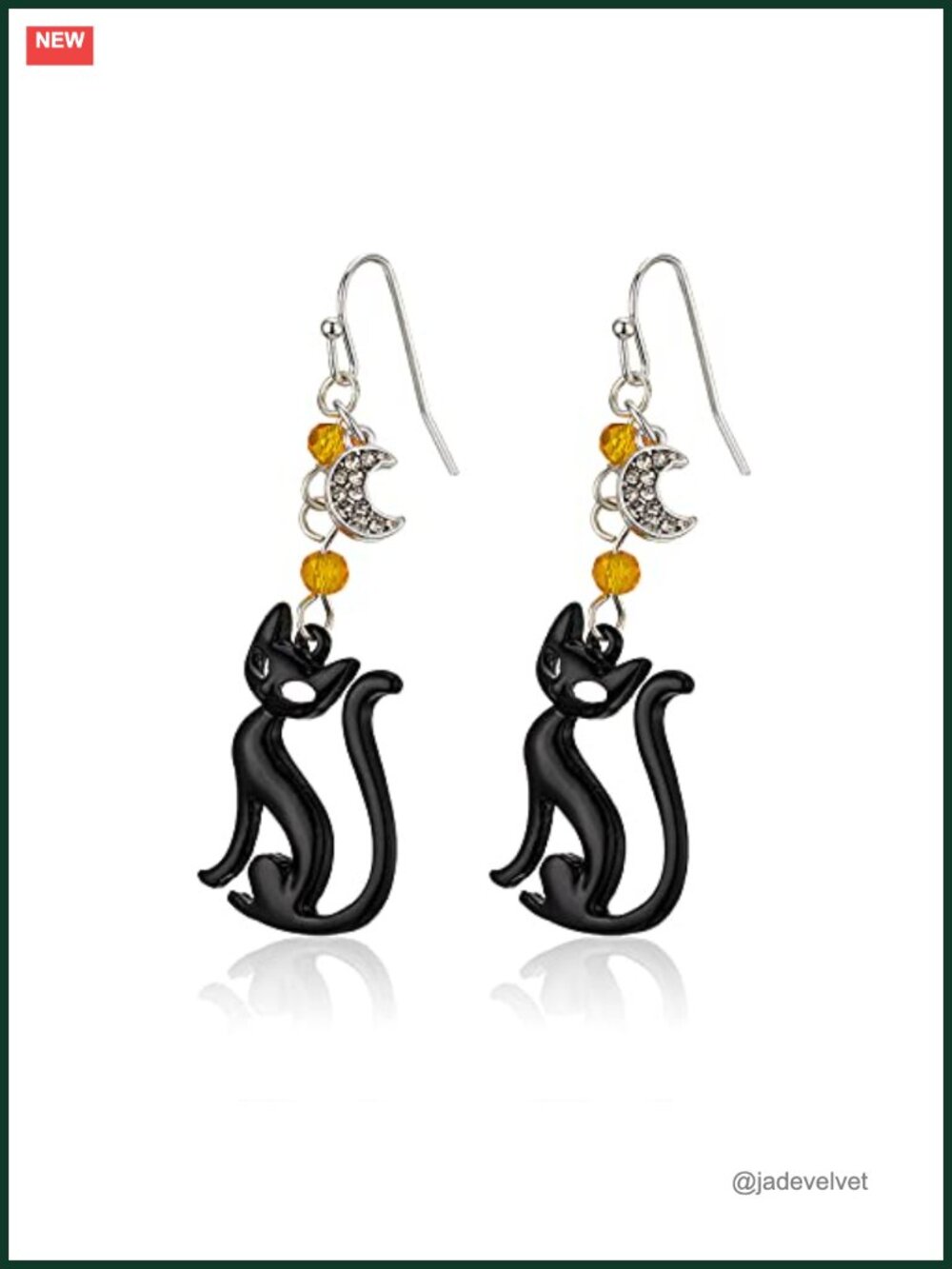 RareLove Black Cat Halloween Dangle Earrings Alloy Plated Women's Jewelry